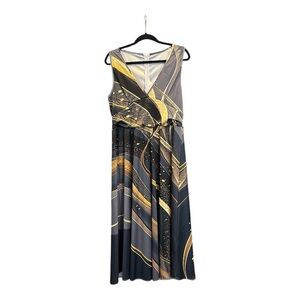 Gold and Black Asymmetrical Maxi Dress